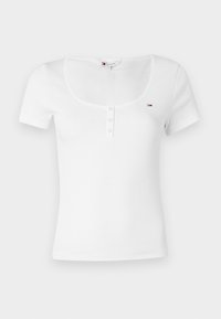 Tommy Jeans SLIM HENLEY - T-shirts - white