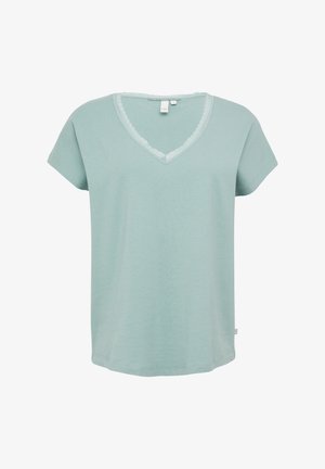 QS, VAN MIX MET RANDJE - T-shirt print - salbeigrün
