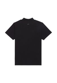 Zwarte poloshirt van katoen met een platte kraag en korte mouwen. Bevat een klein merketiket op de achterkant van de nek.