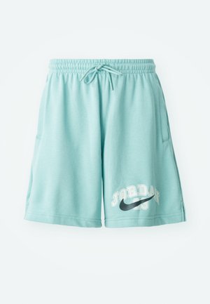 Svijetlo tirkizne kratke hlače od mješavine pamuka s elastičnim pojasom i vezicom, s otisnutim "JORDAN 23" i crnim Nike logom sa strane.
