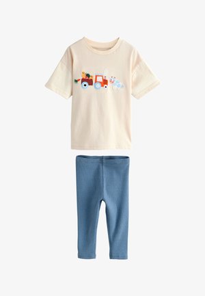 Next, REGULAR FIT - SHORT SLEEVE T-SHIRT AND LEGGINGS SET . - Leggings - neutral farm animals