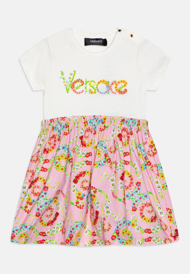 Versace - DRESS FLOWERS PRINT LOGO BAROCCO - Kjole - white/pink/multi-coloured, Forstørre
