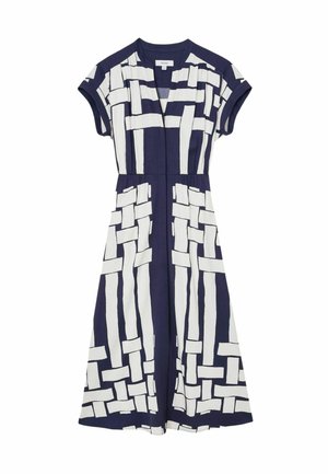 Reiss, REGULAR FIT - SAMIRA SCARF-PRINT BELTED MIDI DRESS - Blusenkleid - navy ivory