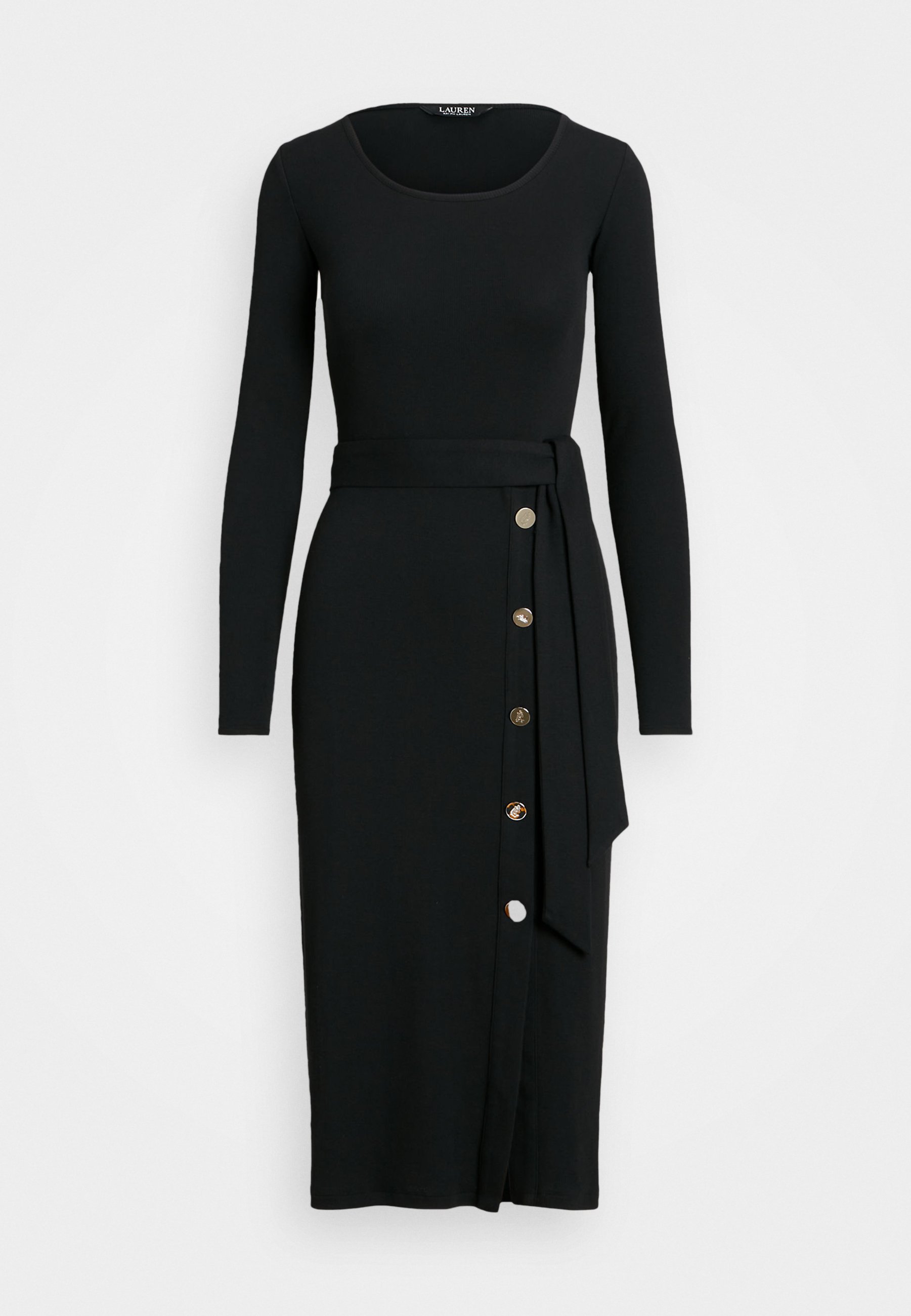 Belted Abito Nero Ralph Lauren Lauren Ralph Lauren BELTED RIB KNIT