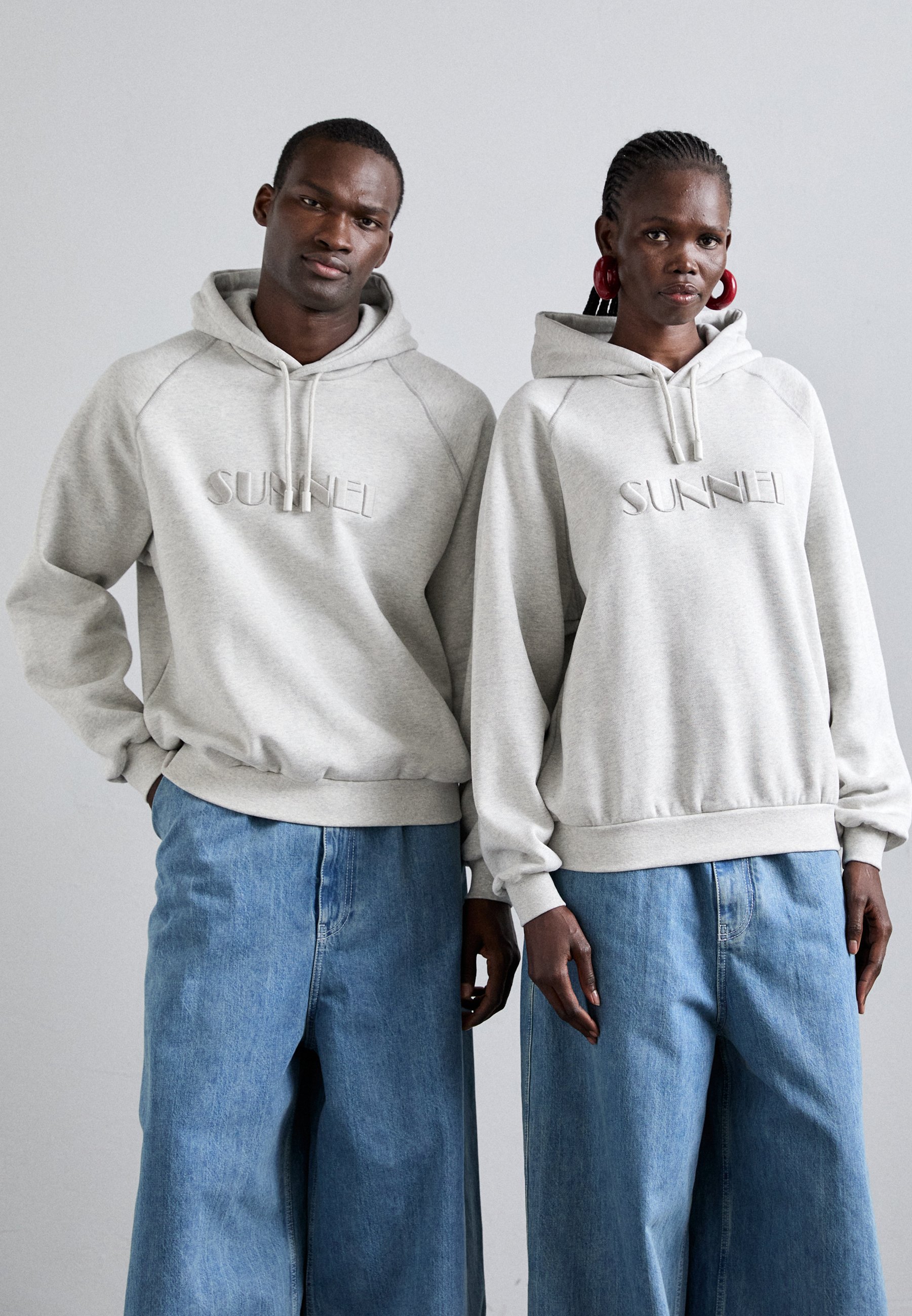 Sunnei HOODIE BIG LOGO EMBROIDERY UNISEX - Hoodie - light grey 
