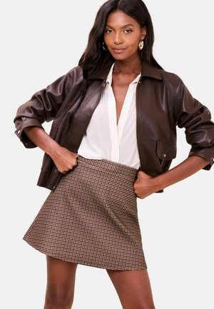 REGULAR FIT - SKATER  - A-vonalú szoknya - brown check