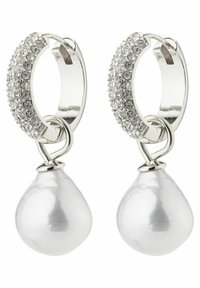 EDELE UNISEX PEARL HOOP - Pendientes - silver