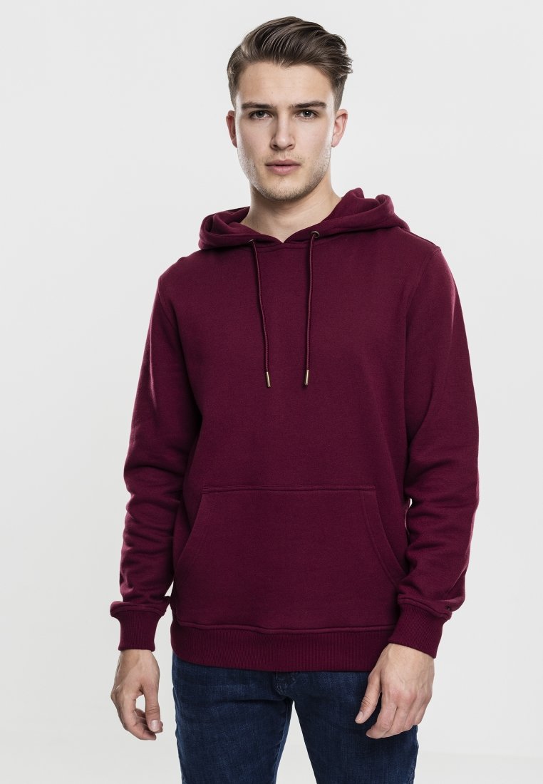 Maroons Hoodie aus weichem Stoff, mit einer großen Fronttasche, Kapuze mit Kordelzug und gerippten Bündchen im schlichten Design.