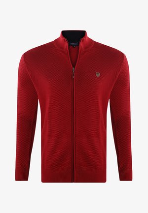 MEN'S FRONT FULL-ZIP CARDIGAN - Cardigan - bordeaux
