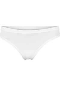 Hvite bomullsunderbukser med lav talje, glat tekstur og subtile sømdetaljer. Simpelt og minimalistisk design.