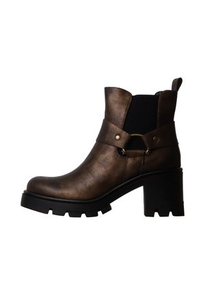 Super Mode, BOTTINES À TALON ET ZIP SUPER MODE - Bottines de cowboy / motard - marron