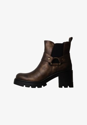Super Mode, BOTTINES À TALON ET ZIP SUPER MODE - Bottines de cowboy / motard - marron