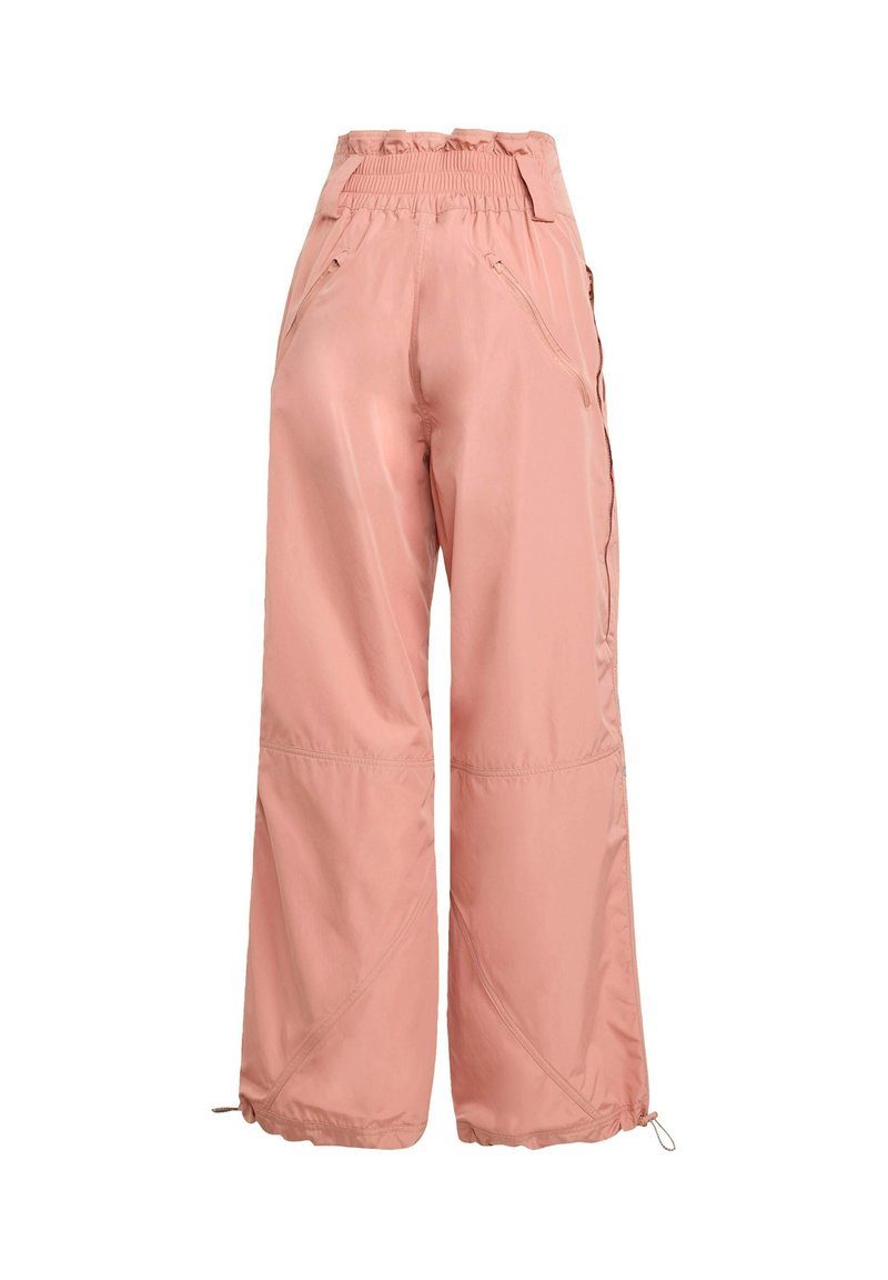 Hose mit weitem Bein in Pink mit hohem gerafftem Bund, Reißverschlusstaschen und verstellbaren Kordeln an den Saumabschlüssen der Beine.