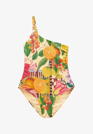 ONE SHOULDER TUMMY CONTROL - Maillot de bain - kew collection yellow floral fruit