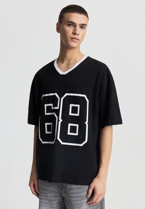 BOXY FIT CON NUMERO - T-shirt con stampa - nero