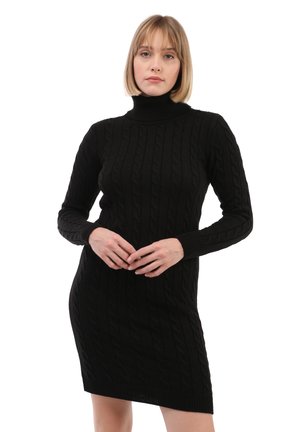 CABLE TURTLENECK  - Etuikleid - black