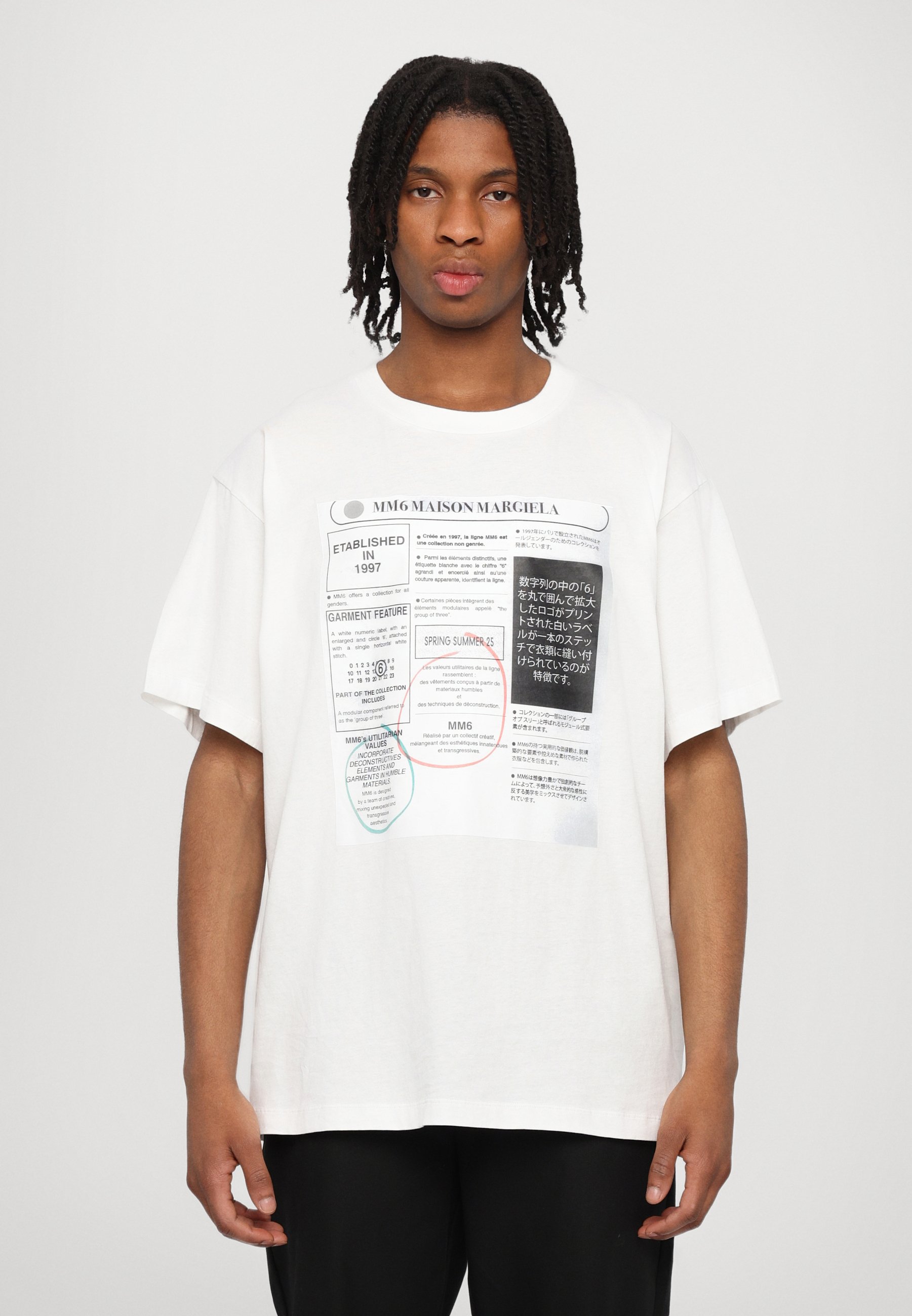 トップス MM6 Maison Margiela Oversize T-shirt MM6 Maison Margiela - T-shirt z nadrukiem/mleczny - Zalando.pl