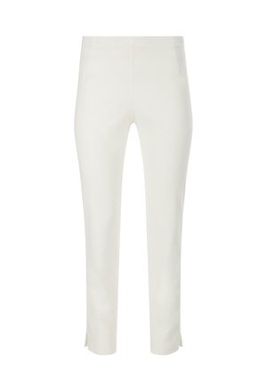 Pantalon off-white à jambe droite avec poches avant et fentes latérales à l'ourlet, présenté sur un fond blanc.