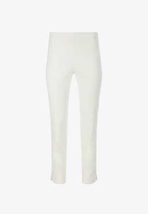 Pantalon off-white à jambe droite avec poches avant et fentes latérales à l'ourlet, présenté sur un fond blanc.