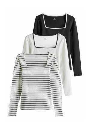 THE SET REGULAR FIT - 3 PACK SQUARE NECK  - Long sleeved top - black/white stripe