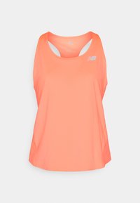 Débardeur de sport rose avec un décolleté en scoop, design dos nageur et trous de ventilation. Présente un petit logo réfléchissant à l'avant.