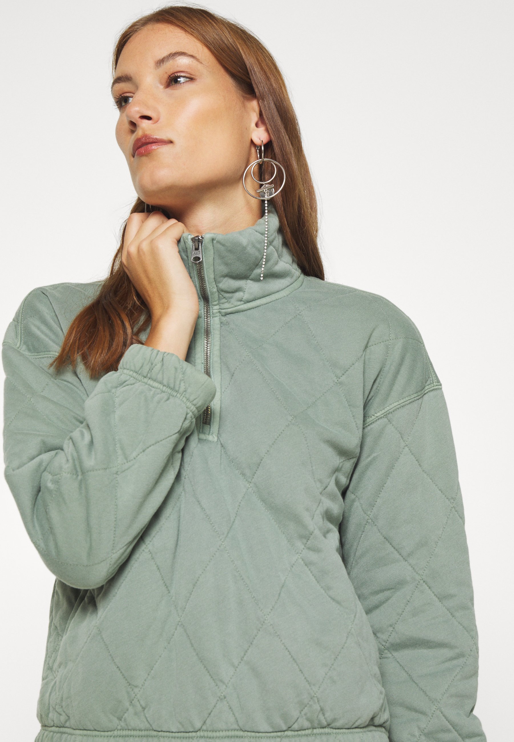 Abercrombie & Fitch QUILTED ZIP Lett jakke green Abercrombie & Fitch QUILTED ZIP Lett jakke green
