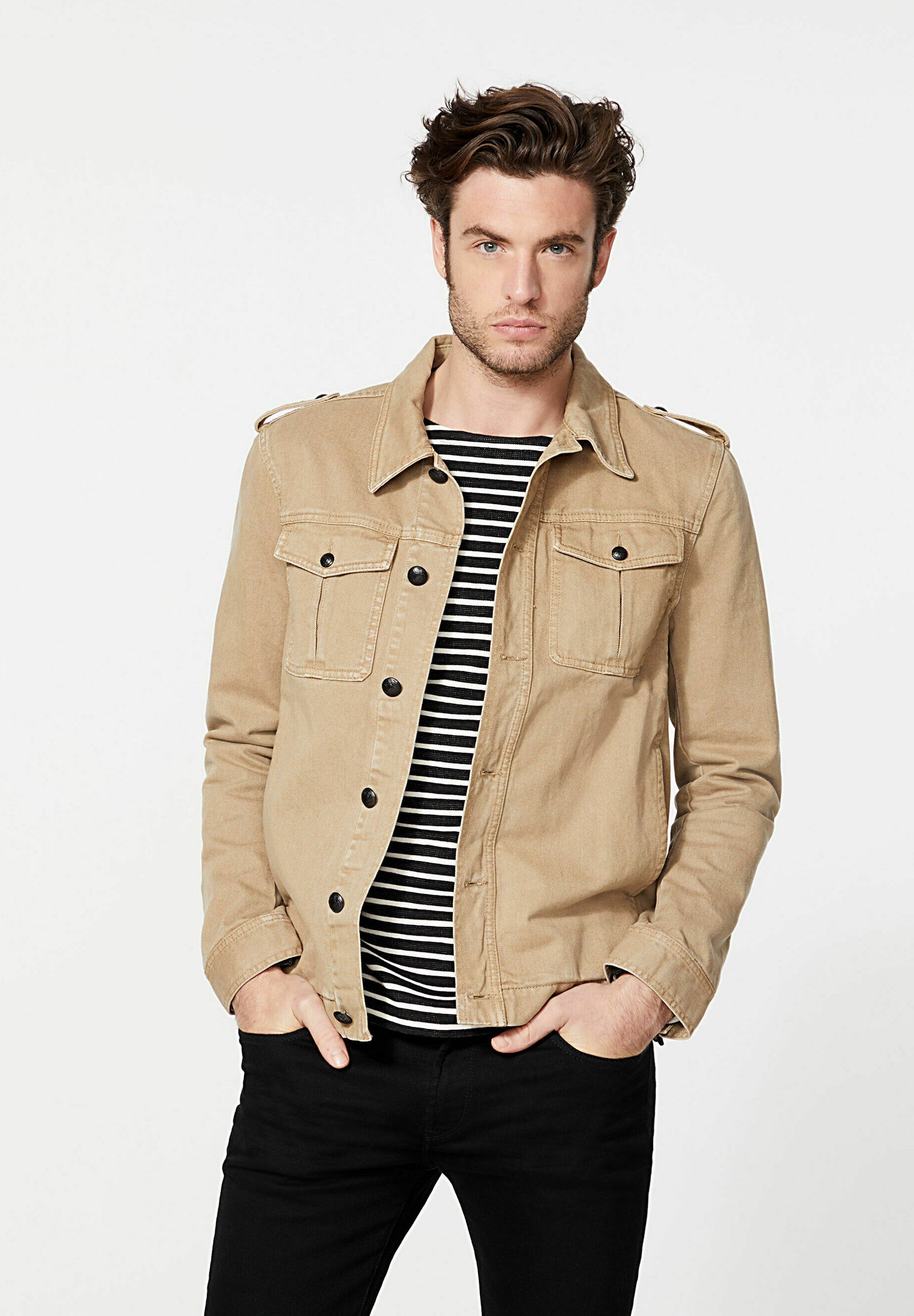 beige denim jacket men