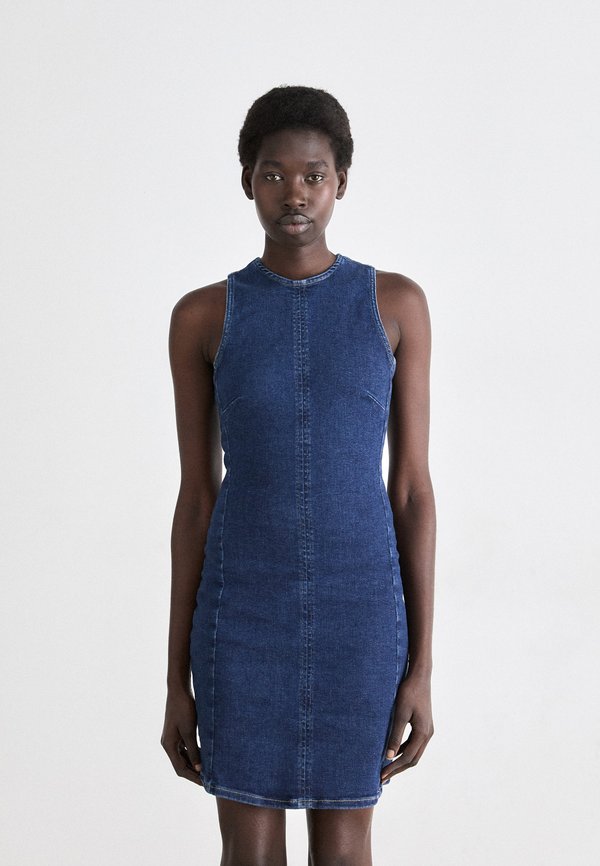 MINI COLUMN DRESS - Denim dress - denim dark