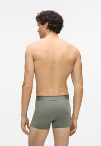 Πράσινα βαμβακερά σλιπ με λεία υφή και αντίθετη μέση. Η εικόνα δείχνει την πλάτη ενός ανδρικού μοντέλου, αναδεικνύοντας την εφαρμογή και το σχέδιο.