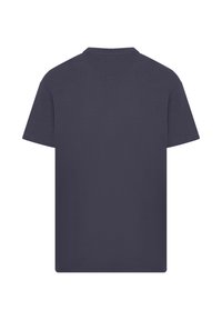 Kurzärmeliges T-Shirt mit Rundhalsausschnitt in einfarbigem Marineblau. Hergestellt aus glattem Baumwollmaterial mit einem schlichten, ungeschmückten Rückendesign.