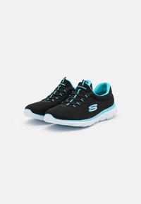 Skechers Wide Fit SUMMITS - Sapatilhas - black/turquoise