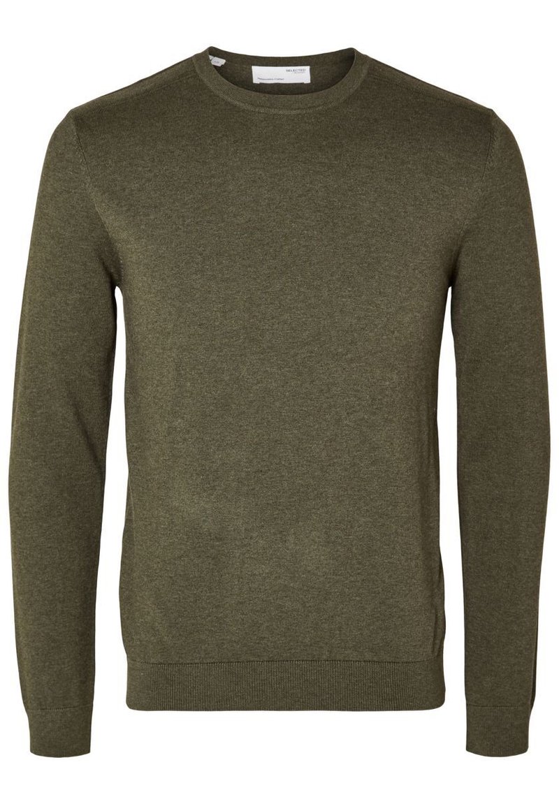 Selected Homme SLHBERG CREW NECK - Športni pulover - ivy/green detail/melange