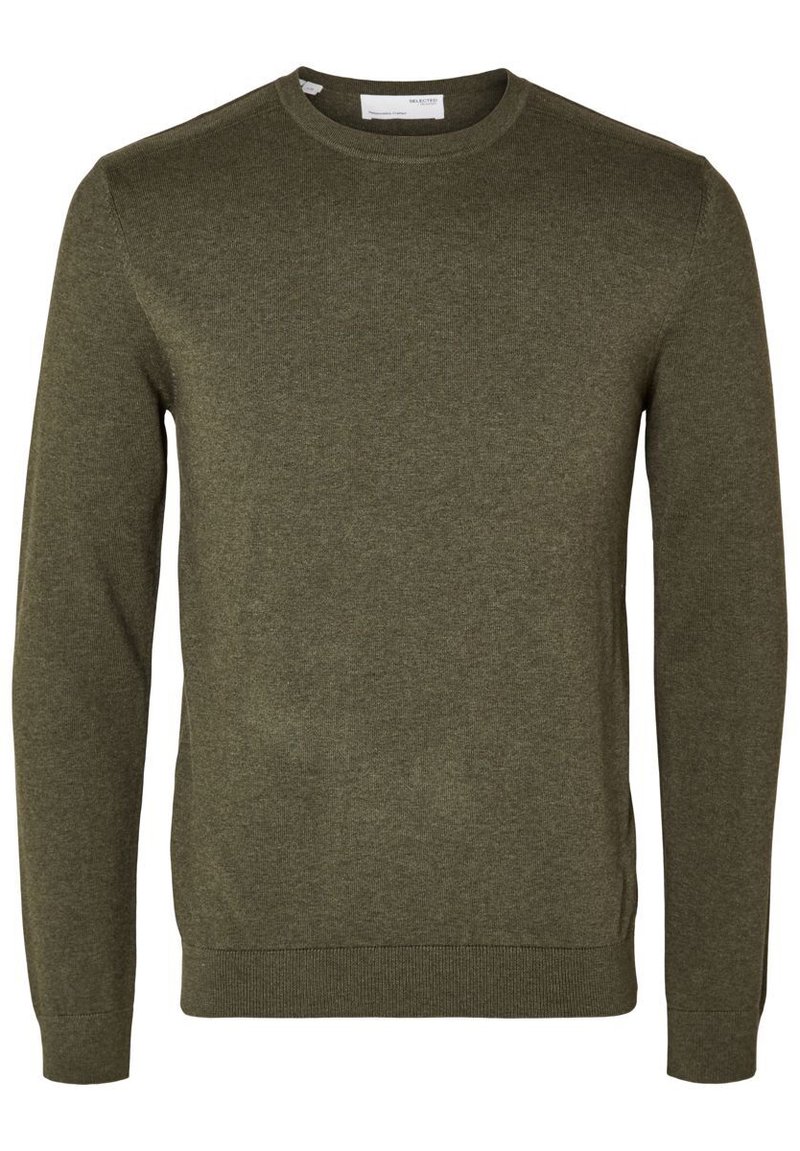 Selected Homme - SLHBERG CREW NECK  - Pulover - ivy/green detail/melange, Povečajte