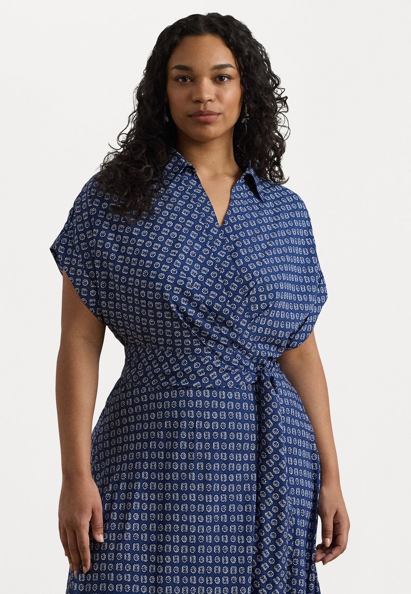 Lauren Ralph Lauren Woman - GEO-PRINT BELTED CREPE DRESS - Jurk - blue/white, Vergroten