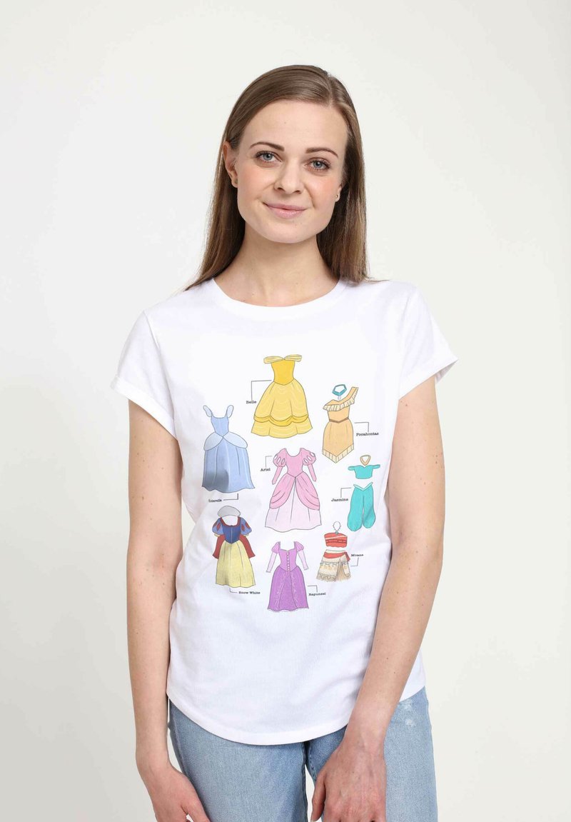 Disney DISNEY PRINCESS TEXTBOOK DRESSES - T-shirts print - white