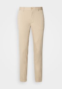 Bežīgas kokvilnas šortus ar taisnu kāju dizainu, ar pogu aizdari un priekšējiem kabatām. Gluda tekstūra bez redzamām rakstām vai akcentiem.