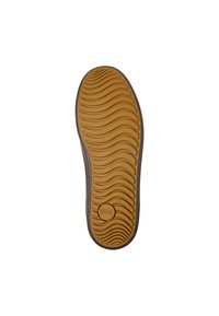 Talpă de pantof din cauciuc brun cu un model în valuri, având o culoare bej pe partea de jos și un logo circular cu numărul 42.