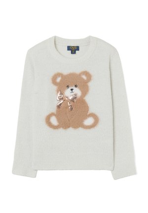 REGULAR FIT WITH BEAR MOTIF AND SEQUINS - Trui - soft white