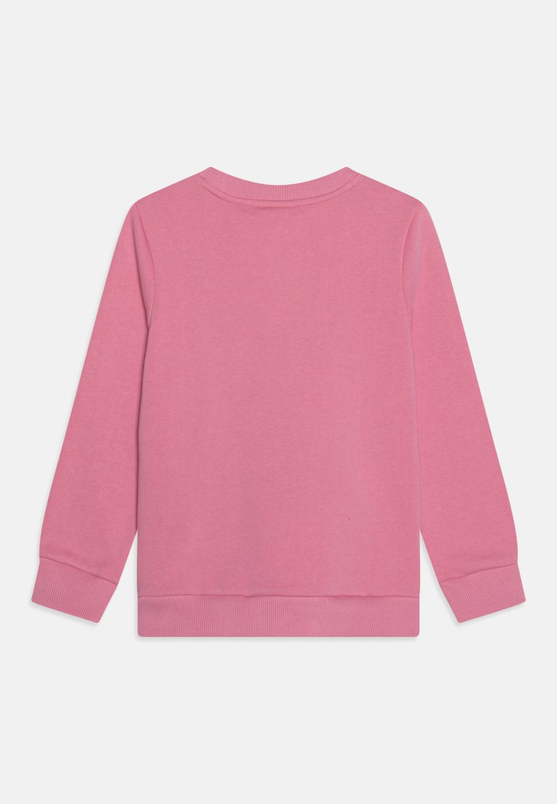 Rosa Sweatshirt mit langen Ärmeln, Rundhalsausschnitt, gerippten Bündchen und Saum, aus einem weichen Stoff gefertigt, mit glatter Textur und einfarbig.
