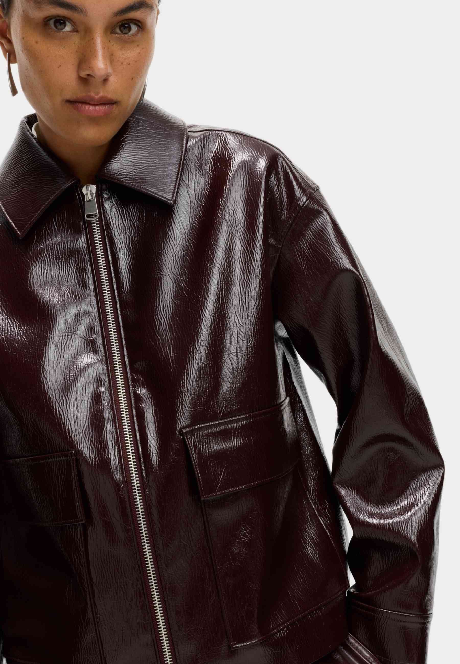 Marks & Spencer Veste en similicuir - cherry red/rouge - ZALANDO.FR