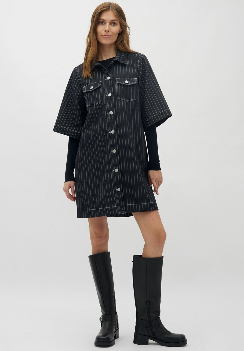 Global Funk MIRA Spijkerjurk dark grey pinstripe/donkergrijs