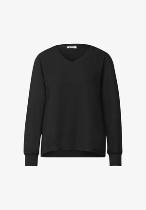 Street One, LANGARM SHIRT MIT V-NECK UND STRUKTURMIX - Bluse - black