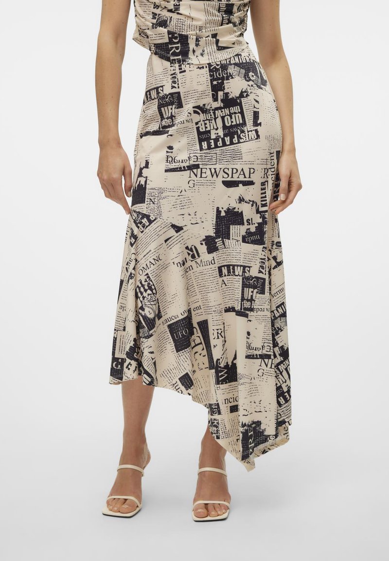 SOMETHINGNEW SIMONE CALF SKIRT - Falda larga - whitecap/gray