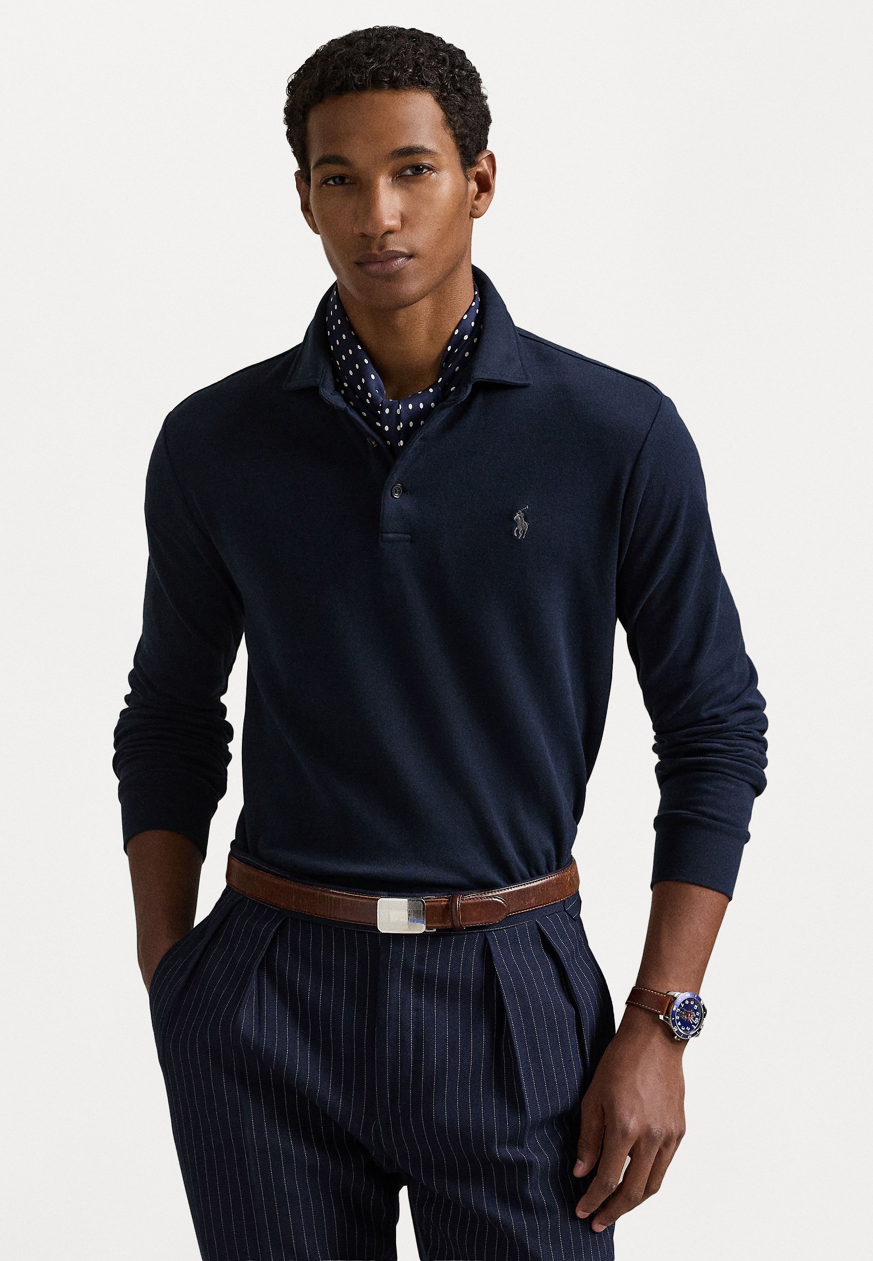 ★POLO RALPH LAUREN★ Custom Slim Soft Cotton Tee Navy MNPOT Custom Slim Fit Soft Cotton Polo Shirt | Ralph Lauren