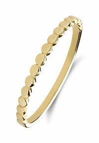 Goldring mit einem glatten, dünnen Band und gleichmäßig verteilten ovalen Akzenten um seinen Umfang, mit einem polierten Finish.