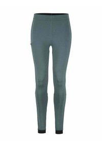 Panty met een donkere groene kleur, gemaakt van rekbaar materiaal. Heeft een aansluitende pasvorm, een hoge tailleband en zwarte enkelmanchetten. Inclusief een zijzak.