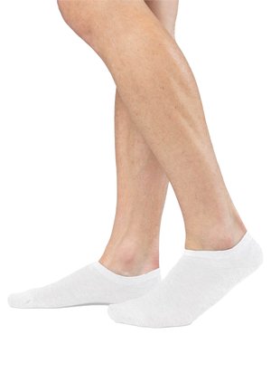 Weißer Fußsocken aus einem weichen, strukturierten Stoff, mit einem tiefen Schnitt und glatten Kanten, geeignet für die Freizeit.