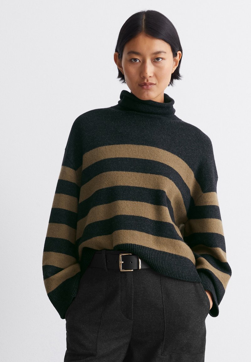 Marc O'Polo GESTREIFTER ROLLKRAGEN - Strickpullover - stripe dark slate melange