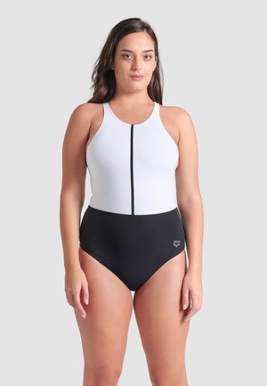 SILVIA CROSS BACK - Badeanzug - black-white-black