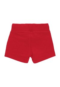 Rode katoenen shorts met een geribbelde tailleband, met een eenvoudig ontwerp en een gladde textuur, geschikt voor casual draag.